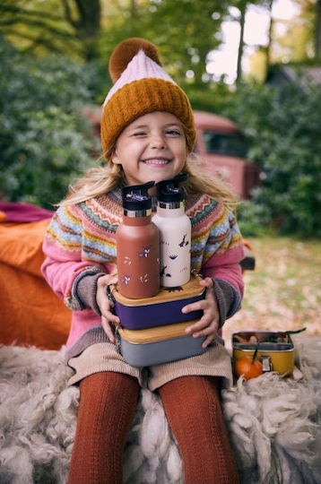 Fresk Kids Water Bottle Thermos Stainless Steel with Straw Deer Amber 350ml