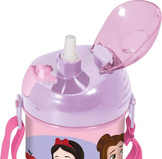 Stor Disney Princess Παιδικό Παγούρι Disney Princess Πλαστικό με Καλαμάκι Ροζ 450ml