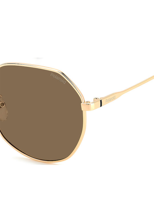 Polaroid Women's Sunglasses with Gold Metal Frame and Brown Polarized Lens PLD4140/G/S/X DDB/SP