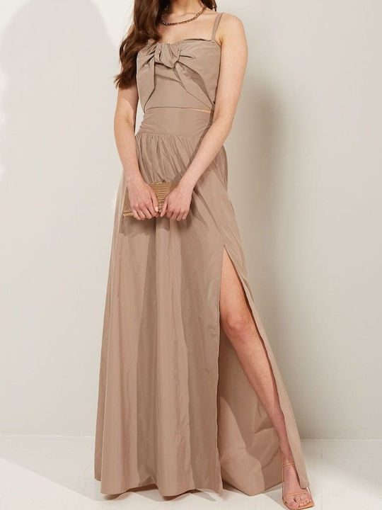 146-513002 High Waist Women's Skirt Beige