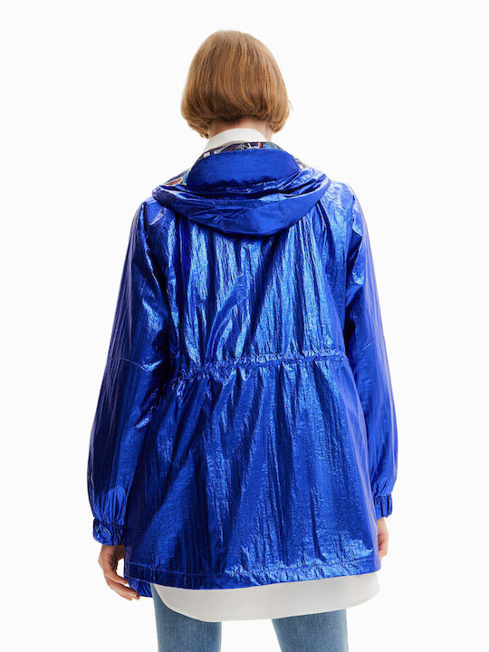 Desigual Ontario Women's Short Parka Jacket for Spring or Autumn Blue 23SWEW37-5015