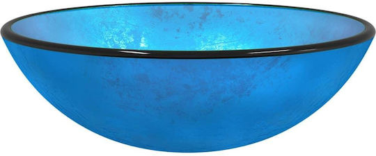 vidaXL Επικαθήμενος Νιπτήρας Κεραμικός 42x42x14cm Μπλε