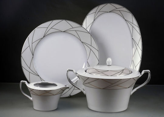 Cryspo Trio Global White Porcelain Dinnerware Set 42.265.40 20pcs