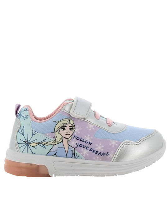 Disney Παιδικά Sneakers Ανατομικά με Φωτάκια για Κορίτσι Ασημί