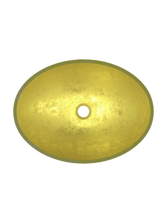 vidaXL Countertop Sink Glass 50x37x14cm Gold
