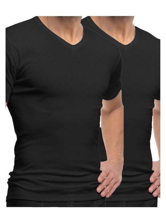 FMS Men's Short Sleeve Undershirts Black 2Pack