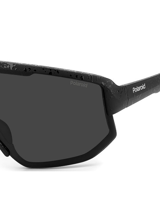 Polaroid Unisex Sunglasses With Black Horn-Rimmed Frame And Grey Polarized Lens PLD7047/S 003/M9