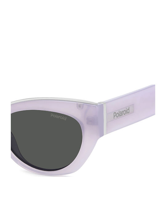 Polaroid Women’s Sunglasses With Purple Horn-Rimmed Frame And Grey Polarized Lens PLD6199/S/X 789/M9