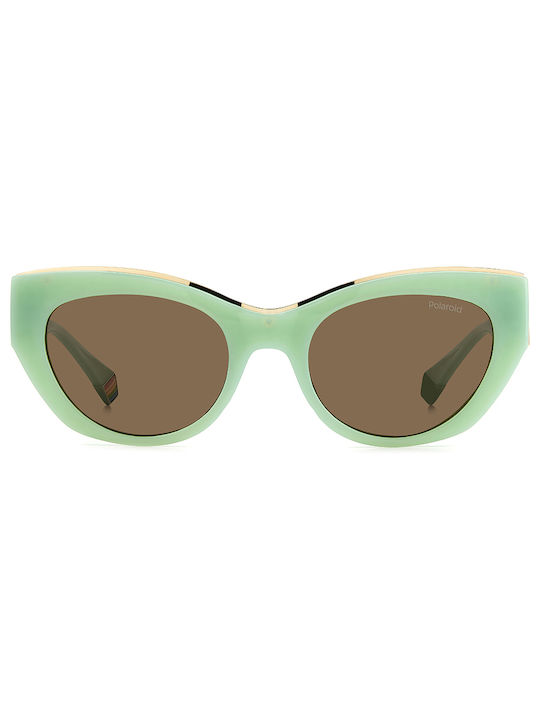 Polaroid Women's Sunglasses with Green Plastic Frame and Brown Polarized Lens PLD6199/S/X 1ED/SP