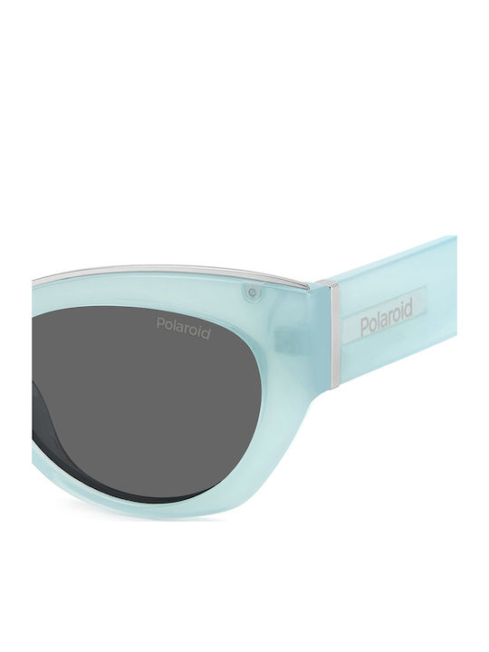 Polaroid Women's Sunglasses with Blue Plastic Frame and Gray Polarized Lens PLD6199/S/X MVU/M9