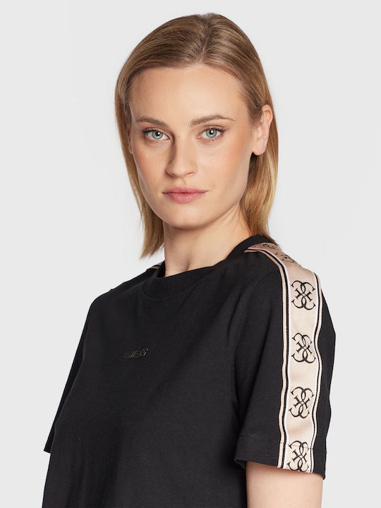 Women's Athletic Crop Top Short Sleeve Black