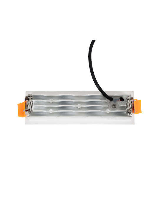 GloboStar Luminar Superior Rechteckig Metallisch Einbau Spot mit integriertem LED und Natürliches Weißes Licht Weiß 14.8x4.3cm. 1Stück
