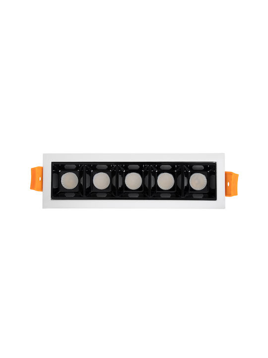 GloboStar Luminar Superior Παραλληλόγραμμο Μεταλλικό Χωνευτό Σποτ με Ενσωματωμένο LED και Θερμό Λευκό Φως Λευκό 14.8x4.3εκ. 1τμχ