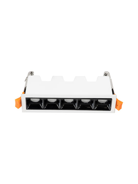 GloboStar Luminar Superior Παραλληλόγραμμο Μεταλλικό Χωνευτό Σποτ με Ενσωματωμένο LED και Θερμό Λευκό Φως Λευκό 14.8x4.3εκ. 1τμχ