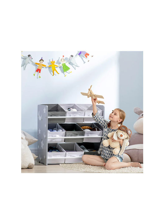 Kids Wooden Toy Organizer Gray 63x30x60cm 9pcs