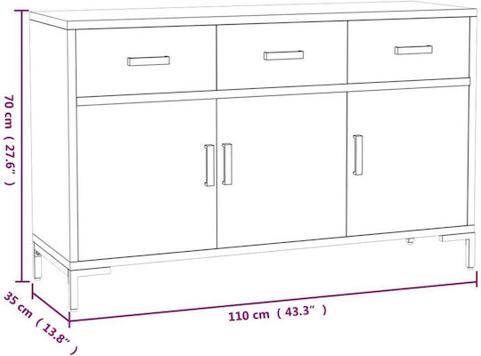 Мебели за съхранение с чекмеджета Черен 110x35x70см