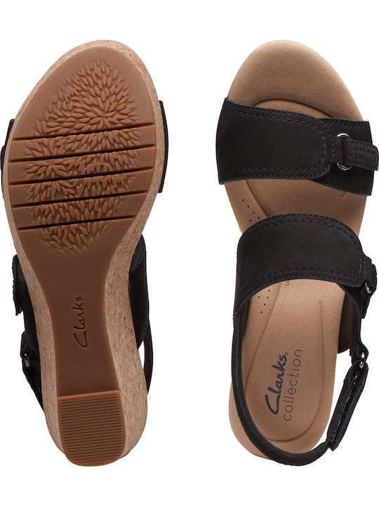 Women's Leather Ankle Strap Platforms Black