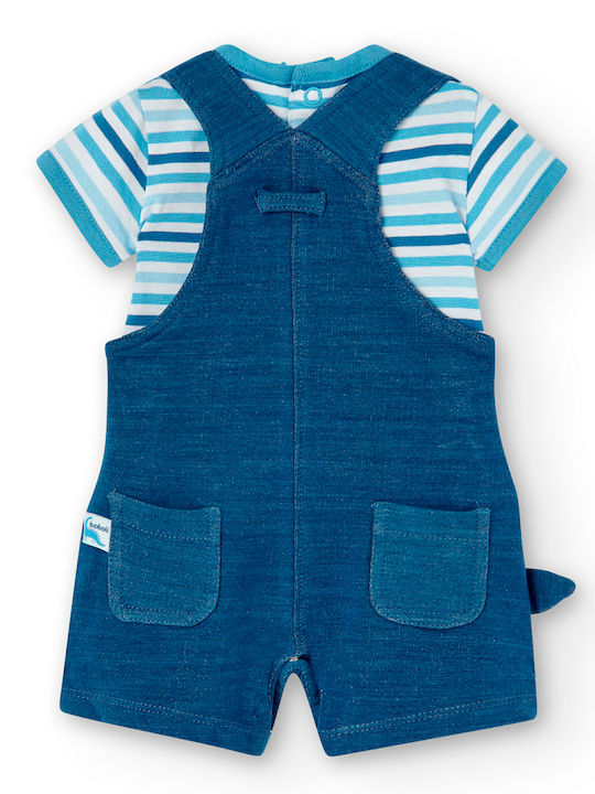 Boboli Dino Set Baby Strampler Kurzärmelig mit Shorts Blau