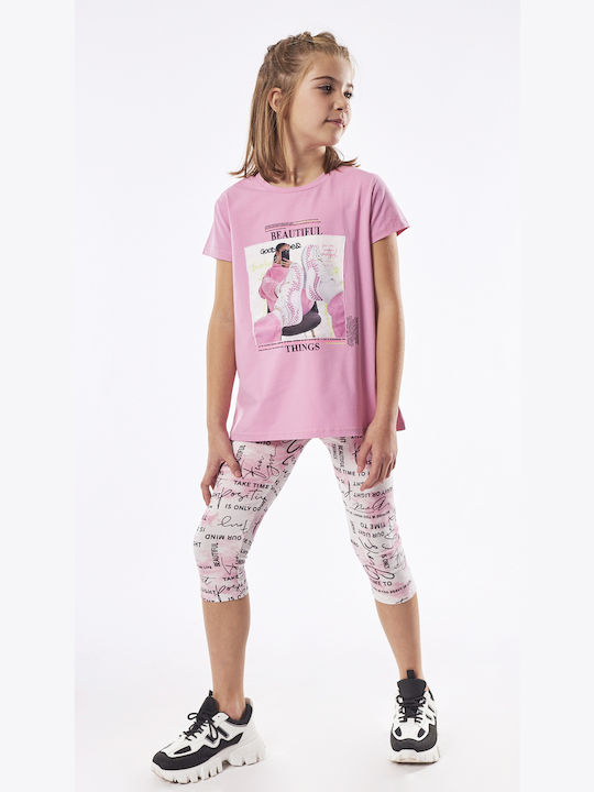 Εβίτα Kids Set with Leggings Summer 2pcs Pink