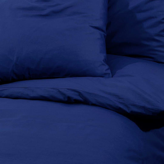 vidaXL Duvet Cover Set Cotton Single with Pillowcase 140x200 Navy Blue