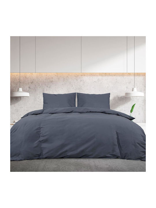 vidaXL Duvet Cover Set Double with 2 Pillowcases 200x200 Charcoal