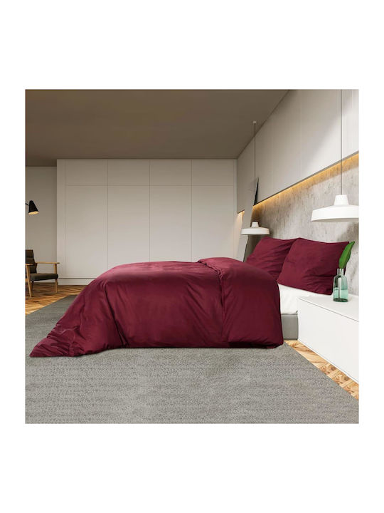 vidaXL Duvet Cover Set Double with 2 Pillowcases 200x200 Bordeaux