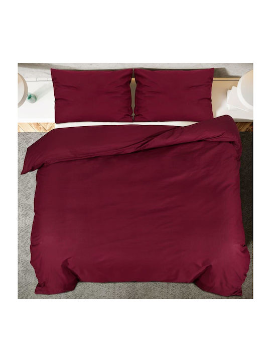 vidaXL Duvet Cover Set Double with 2 Pillowcases 200x200 Bordeaux