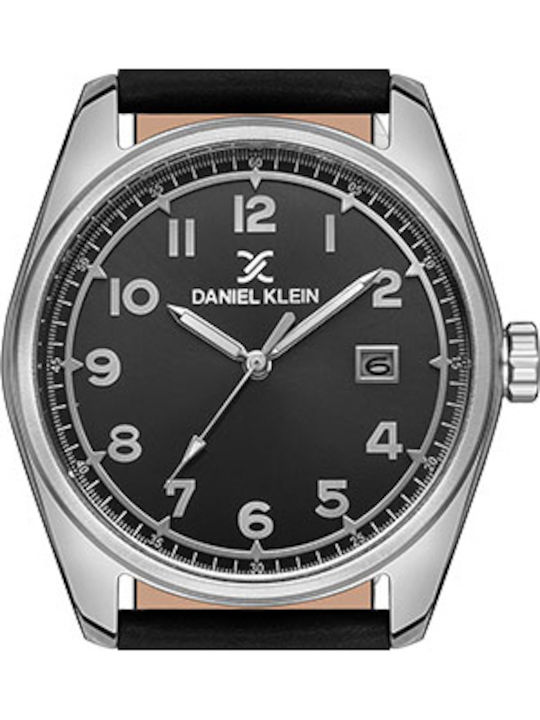 Daniel Klein Ανδρικό Ρολόι 42mm Μπαταρίας με Μαύρο Δερμάτινο Λουράκι