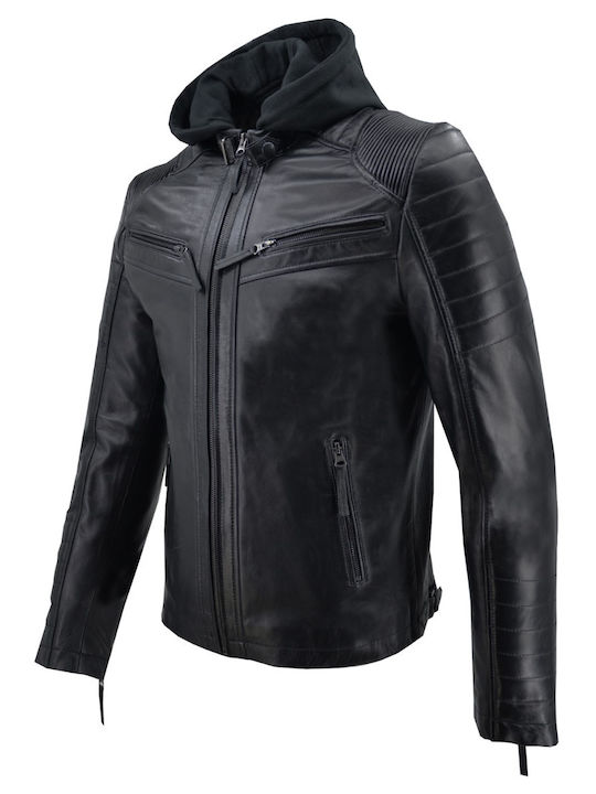 Δερμάτινο Μπουφάν Biker Μαύρο