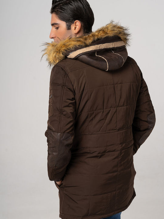 Inox Men's Winter Parka Jacket Brown