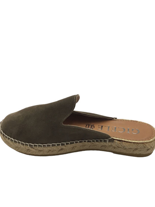 Adam's Shoes Flat Mules Khaki