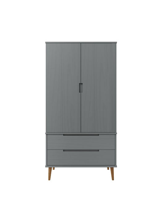 Δίφυλλη Ντουλάπα Γκρι 90x55x175cm