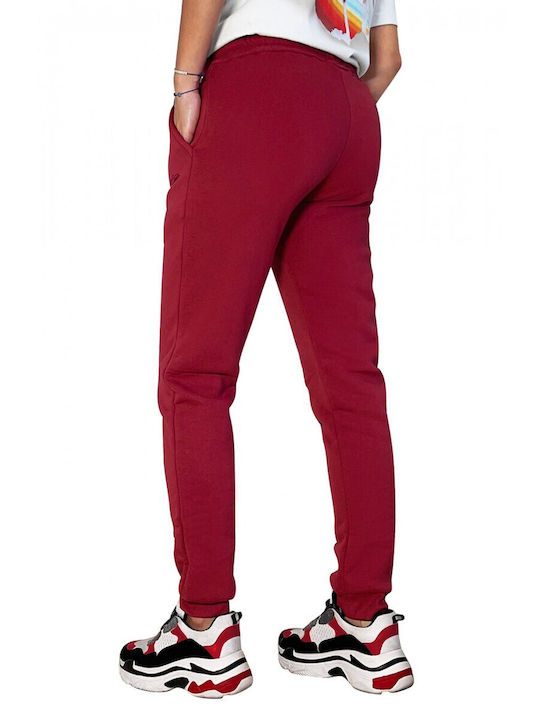 3Guys Olivia 35-4396 Pantaloni de trening pentru femei cu cauciuc Burgundy 1-221-2-35-4396