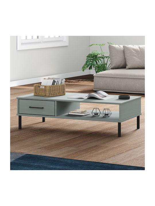 Rectangular Coffee Table Oslo from Solid Wood Grey L100xW55xH29cm.