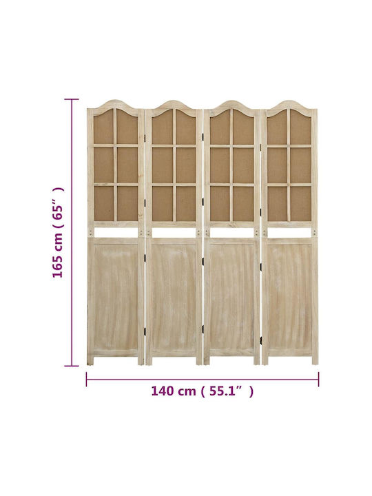 vidaXL Dekorativer Raumteiler Stoff mit 4 Paneelen Coffee 140x165cm