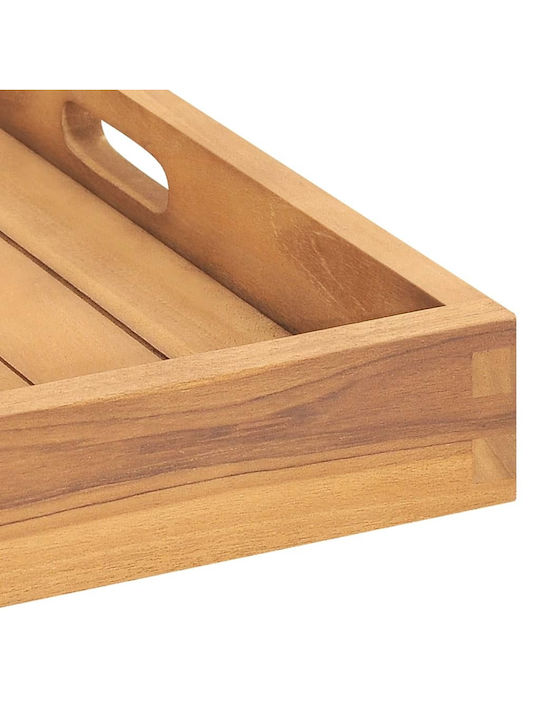 vidaXL Holz Rechteckig Serviertablett mit Griffen in Braun Farbe 60x60x7cm 315458 1Stück
