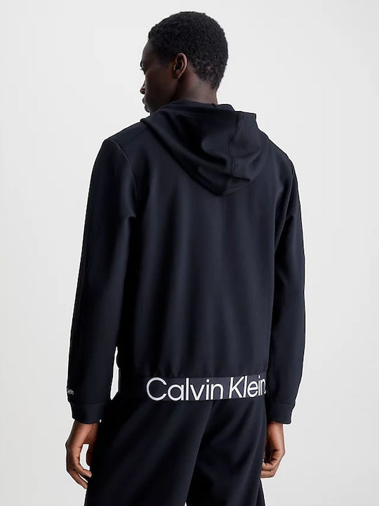 Calvin Klein Herren Sweatshirt mit Kapuze und Taschen Schwarz