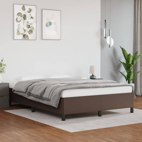 Bed Base Double made of Wood Brown 140x200x35cm