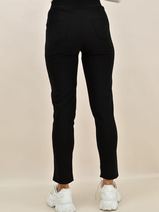 Potre Women's Fabric Trousers in Relaxed Fit Black