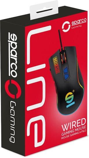 Sparco SPMOUSEPRO RGB Геймърска Мишка 7200 DPI Черен
