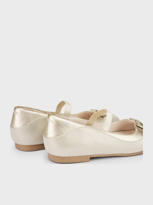 Kids Ballerinas with Elastic Strap Gold