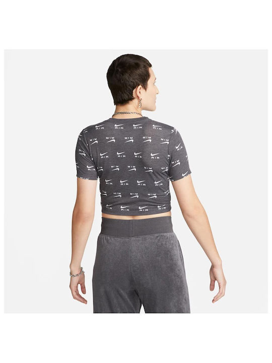 Nike Sportswear Tee Air Дамско Спортно Crop Top Къс Ръкав Черно