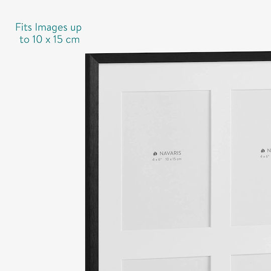 Navaris Multi Wall-Mounted Picture Frame 6 Photos Metallic With Black Frame