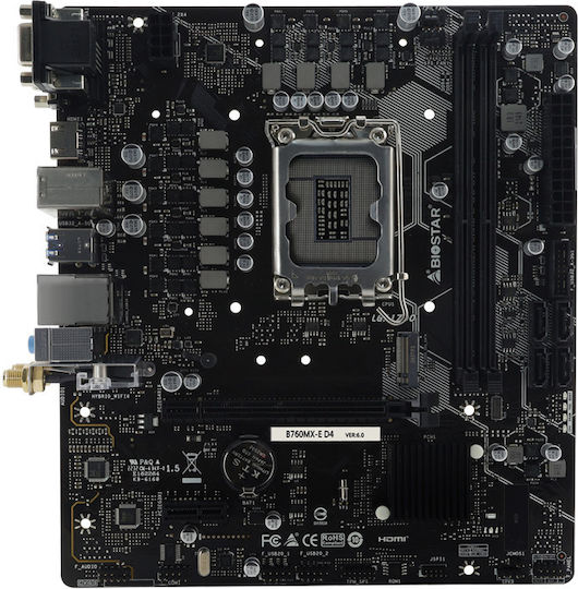 Biostar B760MX-E D4 Ver. 6.0 Motherboard Micro ATX με Intel 1700 Socket