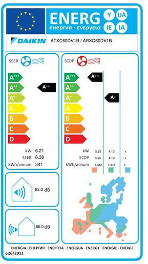 Daikin Siesta ATXC-D Air Conditioner Inverter 22000 BTU A++/A+ with Uniform Air Distribution