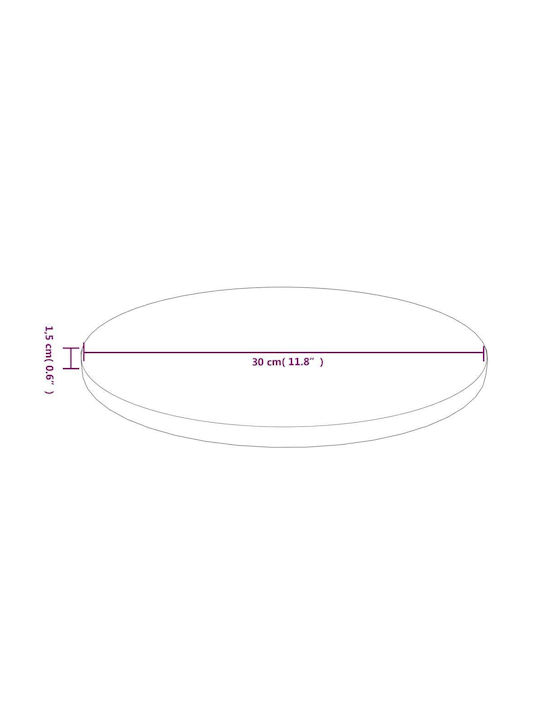 vidaXL Round Table Surface made of Solid Wood Dark Brown 30x30x1.5cm 342965 1pcs