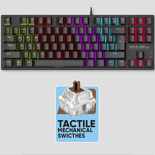 Armaggeddon MKA-2C Neo Gaming Μηχανικό Πληκτρολόγιο Tenkeyless με Custom Brown διακόπτες και RGB φωτισμό (Αγγλικό US)
