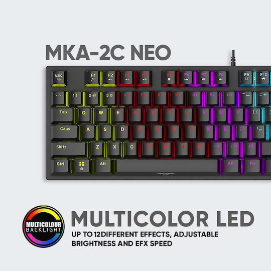 MKA-2C Neo Gaming Mechanical Keyboard Tenkeyless with Custom Red switches and RGB lighting (English US)