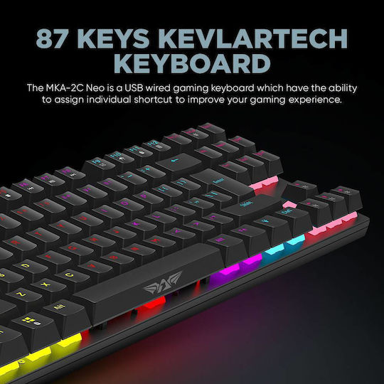 MKA-2C Neo Gaming Mechanical Keyboard Tenkeyless with Custom Red switches and RGB lighting (English US)
