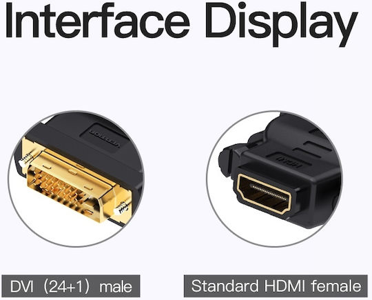 Vention Μετατροπέας DVI-D male σε HDMI female 1τμχ ECDB0